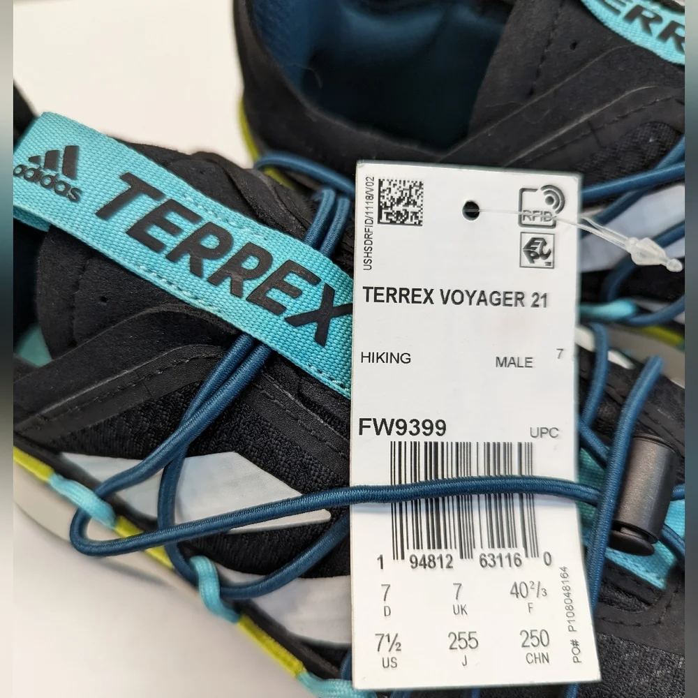Adidas Terrex Voyager 21 Black Acid Mint Hiking Trail Sneakers size Men's 7.5